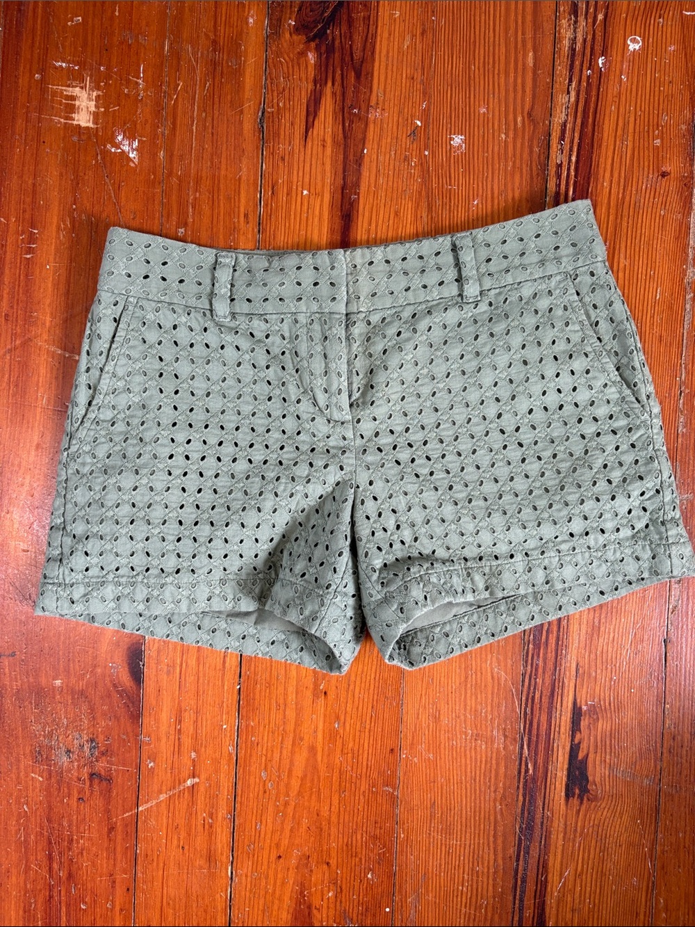 LOFT Outlet Sage Green Eyelet Lace 4” Inseam Shorts Size 2